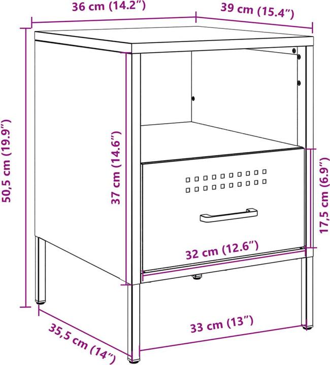 Immagine prodotto vidaXL Nachttisch (36 x 39 x 50.50 cm)