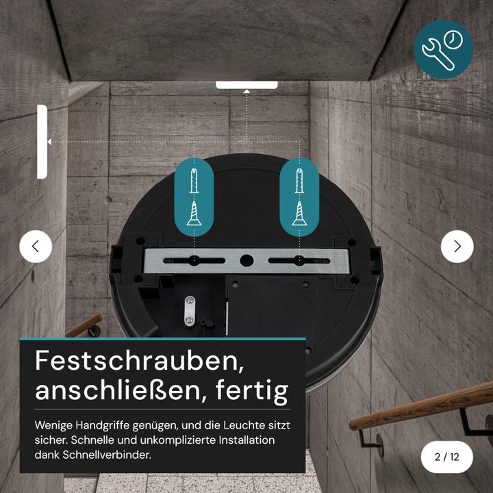 Produktbild Luxula LED-Deckenleuchte, 20W, EEK: F, 2000lm, CCT, IP65, schwarz/weiss (2000 lm)