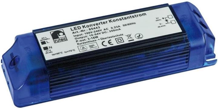 Rutec Licht 85443 LED converter 350mA 3W-16W WITH PFC ACTIV 100-240V AC 85443
