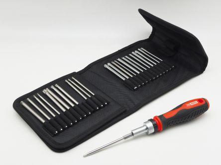 RS PRO Interchangeable Screwdriver Bit Set 33 Piec (Allen screw, Cross Phillips PH, Cross Pozidriv PZ)