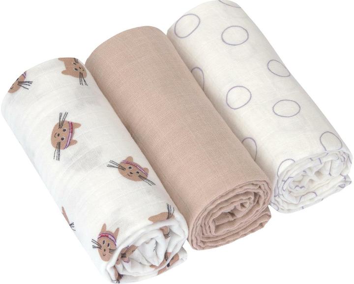 Lässig Mulltuch Tiny Team Cat 3 Stück, 60 cm x 60 cm (60 cm, 60 cm)