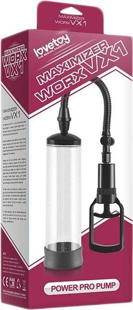 Actual product image Lovetoy Penis Pump Maximizer Worx VX1 20 cm