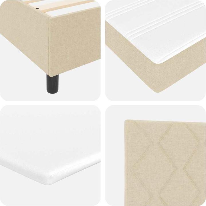 Produktbild vidaXL Boxspringbett Mit Matratze Creme 120 X 190 Cm Stoff Taupe (120 x 190 cm)