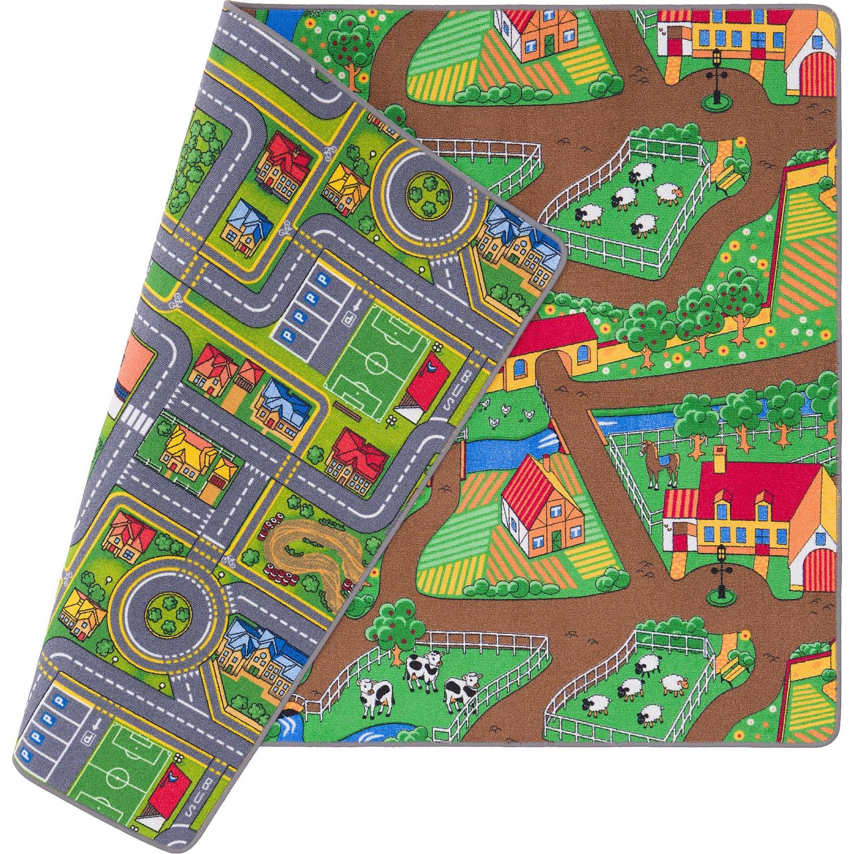 Pergamon, Spielteppich + Spielmatte, Strassenteppich Beidseitig Strassenlandschaften (80 x 200 cm)