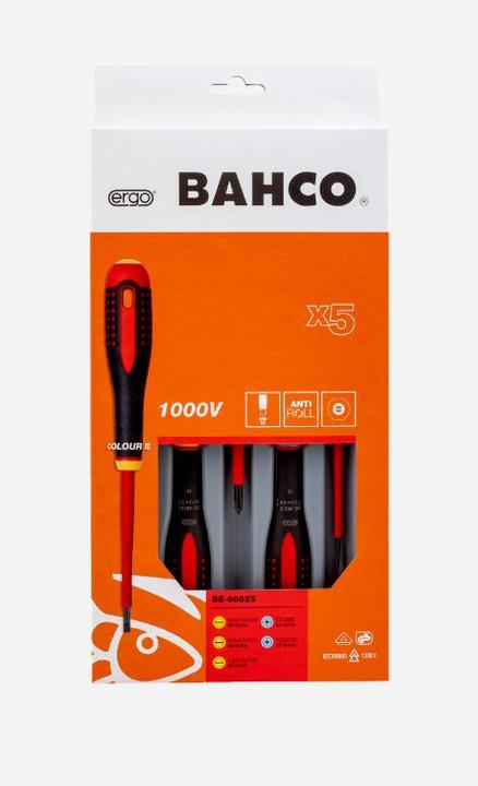 Produktbild Bahco ERGO Isolierter Schraubendreher-Satz für Schlitz- und Pozidriv-Schrauben mit 3-Komponenten-Griff (Pozidriv-Kreuzschlitz (PZ), Schlitzschrauben)