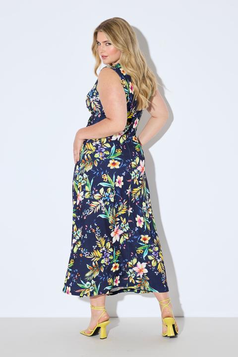 Image du produit Ulla Popken Robe maxi en jersey. Motif floral et drapé (52)