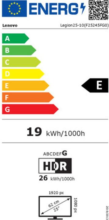 Energy Label Lenovo Legion 24.5" FHD/320Hz/IPS/0.5ms/Pivot/G-Sync