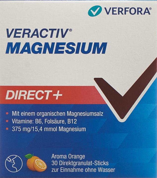 Actual product image Veractiv Magnesium Direct+ 30 sticks (30 Piece, Granulate, 100 g)