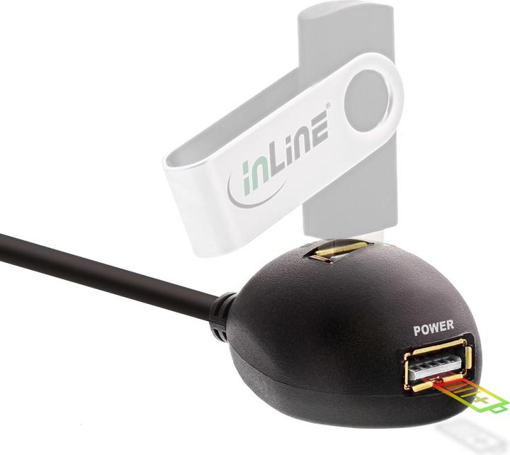Actual product image InLine USB 3.0 extension A male / female black with stand 1m (1 m, USB 3.2 Gen 1)