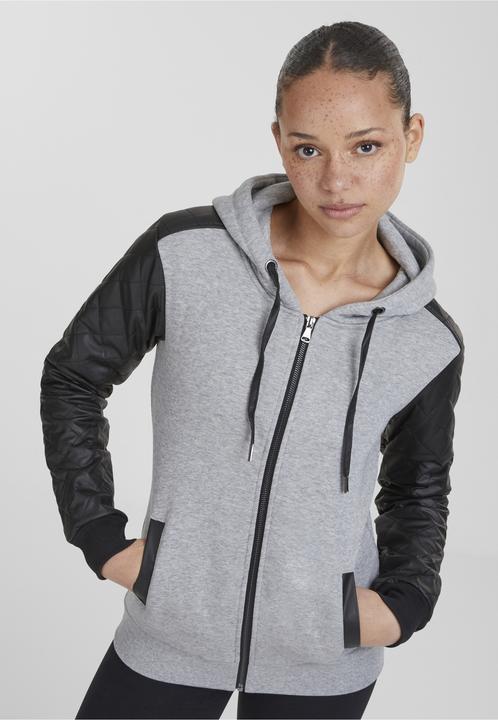 Produktbild Urban Classics Ladies Diamond Leather Imitation Sleeve Zip Hoody (XS)