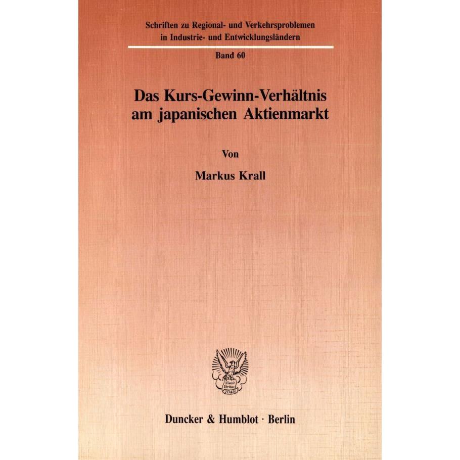 Das Kurs-Gewinn-Verhältnis am japanischen Aktienmarkt., Fachbücher von Markus Krall