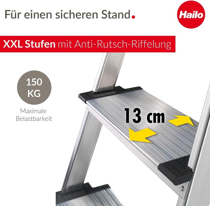 Produktbild Hailo Alu-Haushaltsleiter ComfortLine XXR 5 Stufen (Stehleiter, 101 cm)