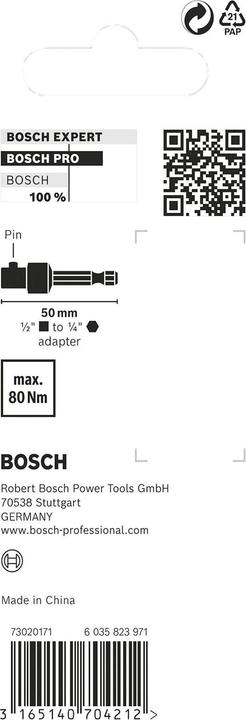 Produktbild Bosch Professional Zubehör PRO Socket Adapter mit Stiftverbindung, 1/2", 50 mm