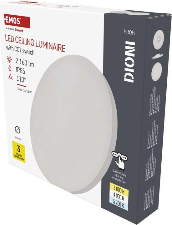Image du produit Emos LED-Anbauleuchte DIONI rund, weiss, 18W, mit Farbtemperatur-Änderung (2160 lm)