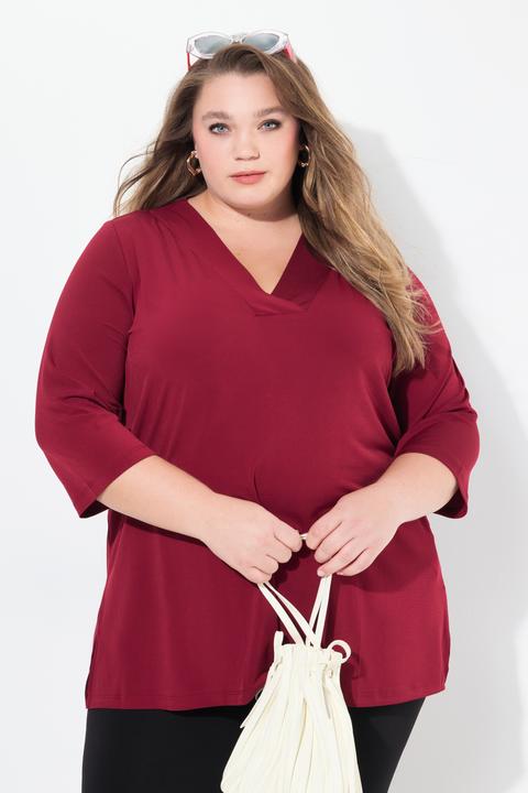 Produktbild Ulla Popken Longshirt, A-Linie, V-Ausschnitt, 3/4-Ärmel (56)