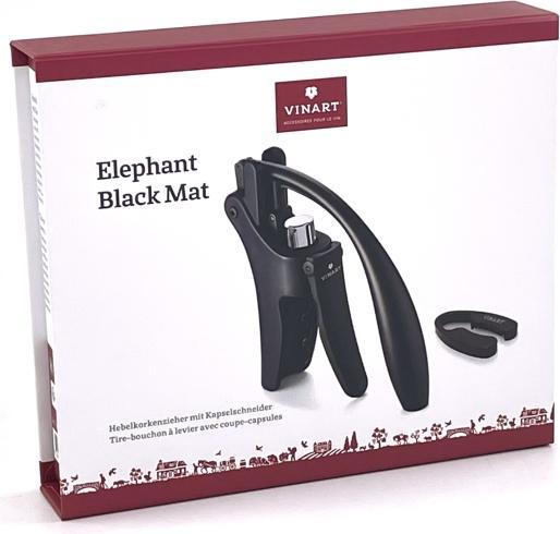 Actual product image Vinart ELEPHANT lever corkscrew black matt with capsule cutter (Corkscrew)