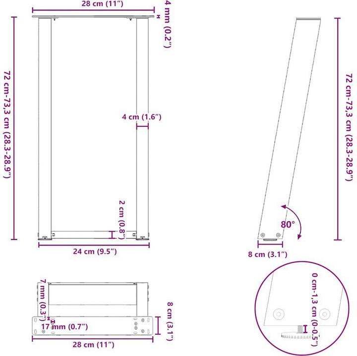 Immagine prodotto vidaXL Konsolentischbein