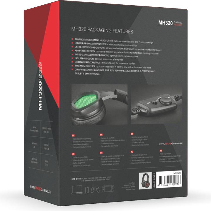 Productafbeelding Mars Gaming Casque Micro Gamer Mh320 RGB (Noir) (Bedraad)
