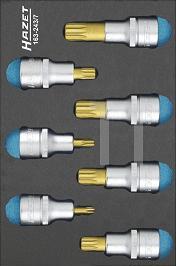 Actual product image HAZET Screwdriver socket set ∙ XZN 163-243/7 ∙ Square, hollow 12.5 mm (1/2 inch) ∙ Internal serrati…