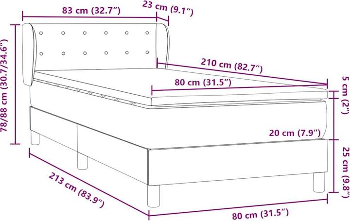 Produktbild vidaXL Boxspringbett (80 x 210 cm)