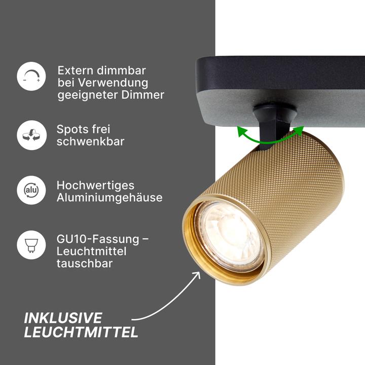 Produktbild Brilliant Plafondspot Marty GU10 2x5W 3000K - Zwart/Goudkleurig (350 lm, GU10)