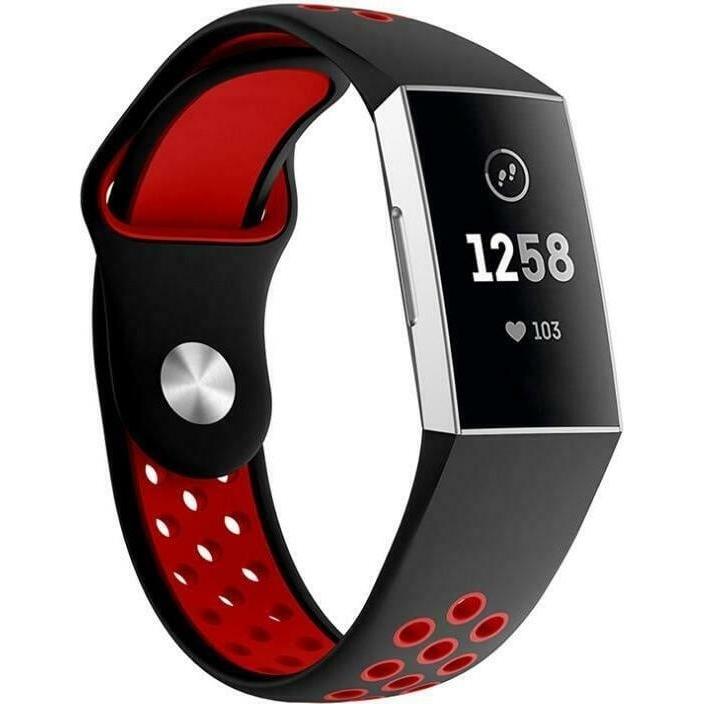 Strap-it Sportarmband (Silikon, Charge 3), Uhrenarmband, Schwarz, Rot, Mehrfarbig
