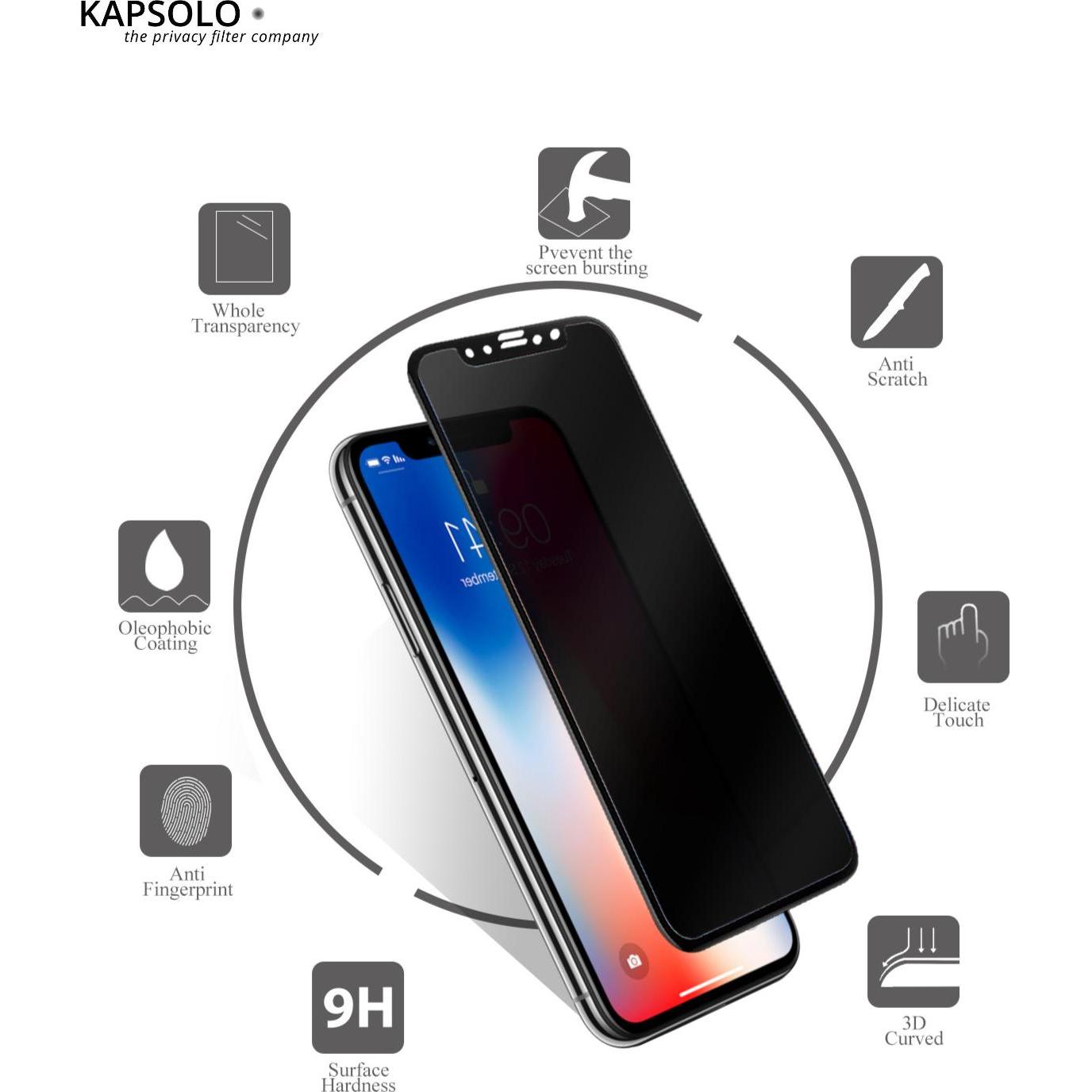 Thumbnail - Kapsolo Privacy Temp GLASS ScrProtec. KAP30418 Apple iPhone 13 mini (1 Stück, Apple iPhone 13 mini), Smartphone Schutzfo...