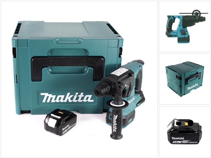 Actual product image Makita DHR 242 T1J Cordless hammer drill 18V 2,0J SDS-plus Brushless + 1x rechargeable battery 5,0Ah +