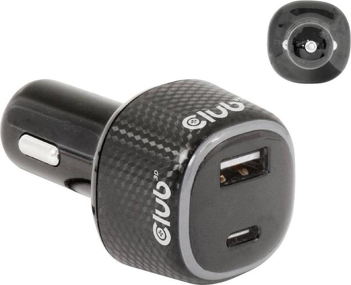 Produktbild Club 3D Club3D USB KFZ-Ladegerät 1xUSB C, 1xUSB A, 63W, 12/24V retail