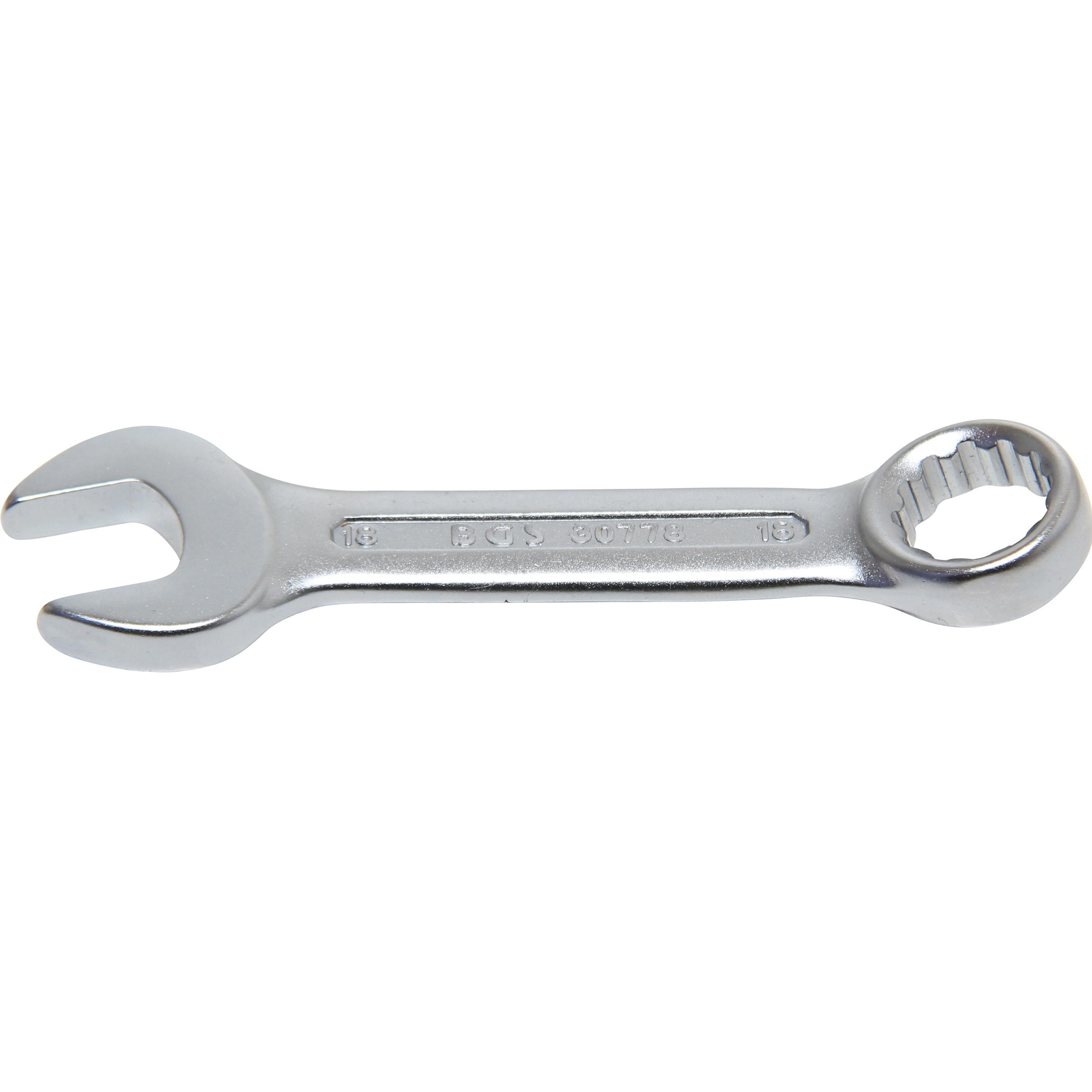 BGS, Schraubenschlüssel, Maul-Ringschlüssel, extra kurz SW 18 mm (18 mm)