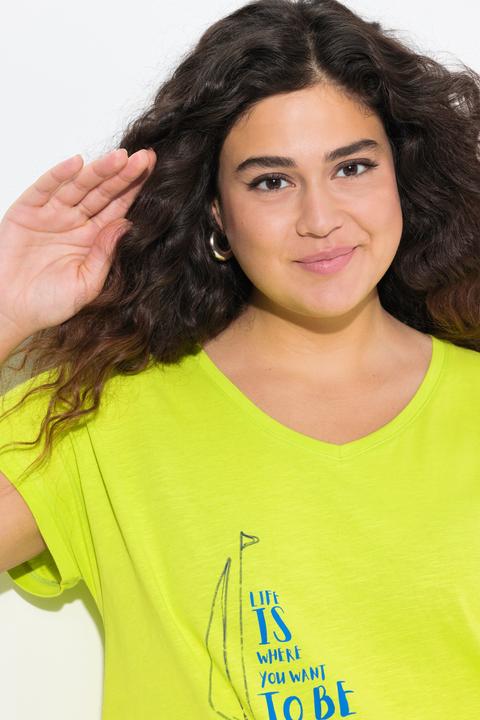 Produktbild Ulla Popken T-Shirt, Boot, A-Linie, V-Ausschnitt, Halbarm (58)