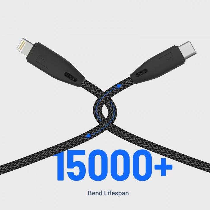 Image du produit Powerology Câble tressé USB-C vers Lightning 1.2M (1.20 m, USB 3.2 Gen 1)