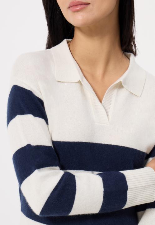 Actual product image Cash-Mere Kaschmir Pullover mit Polokragen gestreift (M)