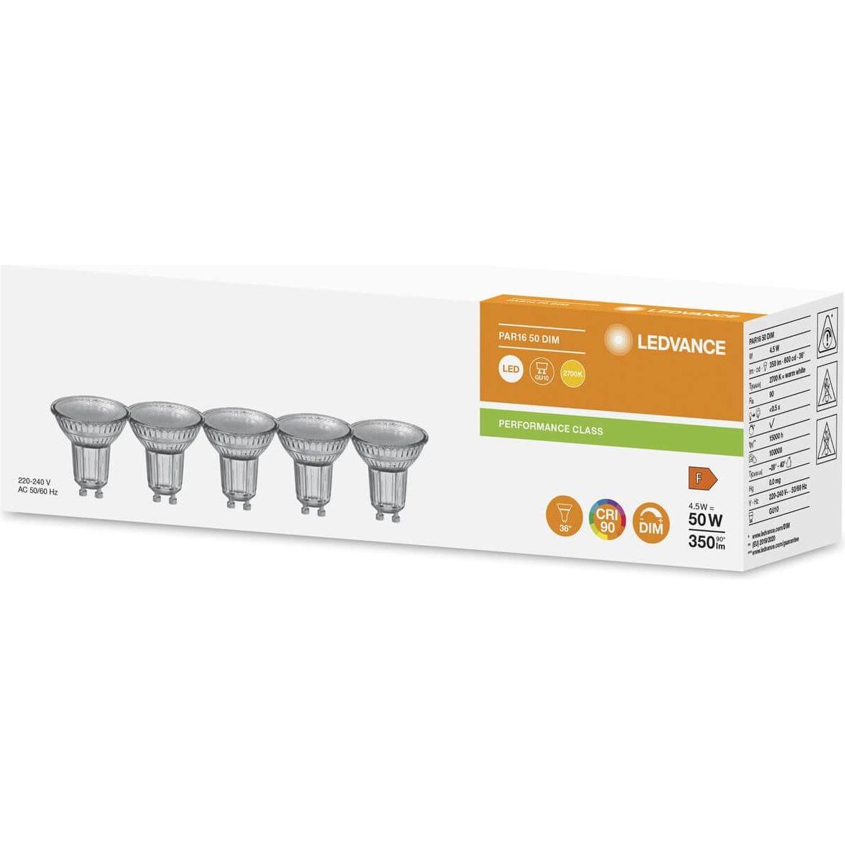 Thumbnail - Ledvance, Leuchtmittel, LED-Lampenset (GU10, 4.50 W, 350 lm, 1 x, F)