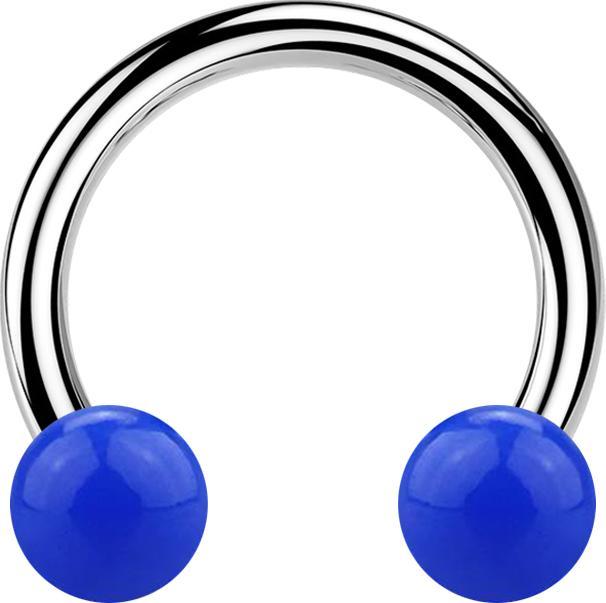 Produktbild Star Piercing Micro Circular Barbell silber mit zwei Kugeln dunkelblau (ohne Messing, Chirurgenstahl 316L, Kunststoff)