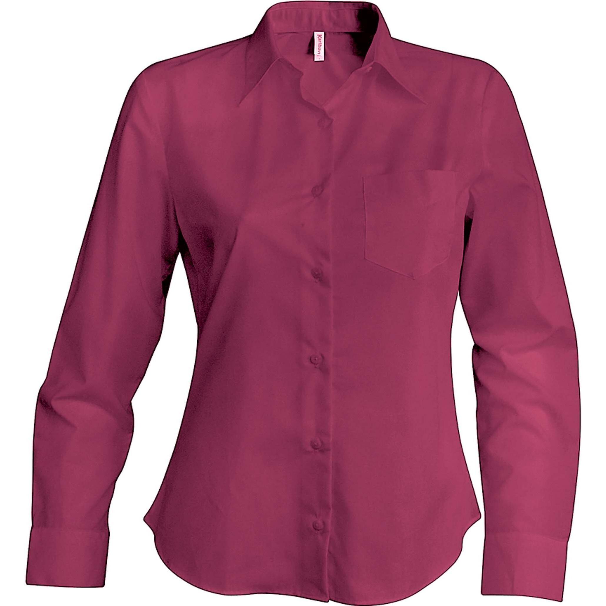 Kariban, Damen, Hemd, Damenbluse mit langen Ärmeln Jesica, Braun, (3XL)