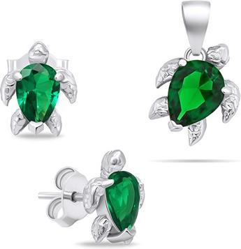 Produktbild Brilio Playful silver jewelry set with zircons Turtle SET233WG (earrings, pendant)
