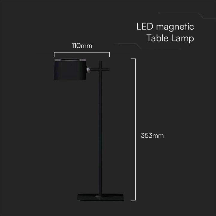 Image du produit V-TAC VT-10115-B 23411 Lampe de bureau à LED rechargeable 3 W noire (300 lm)