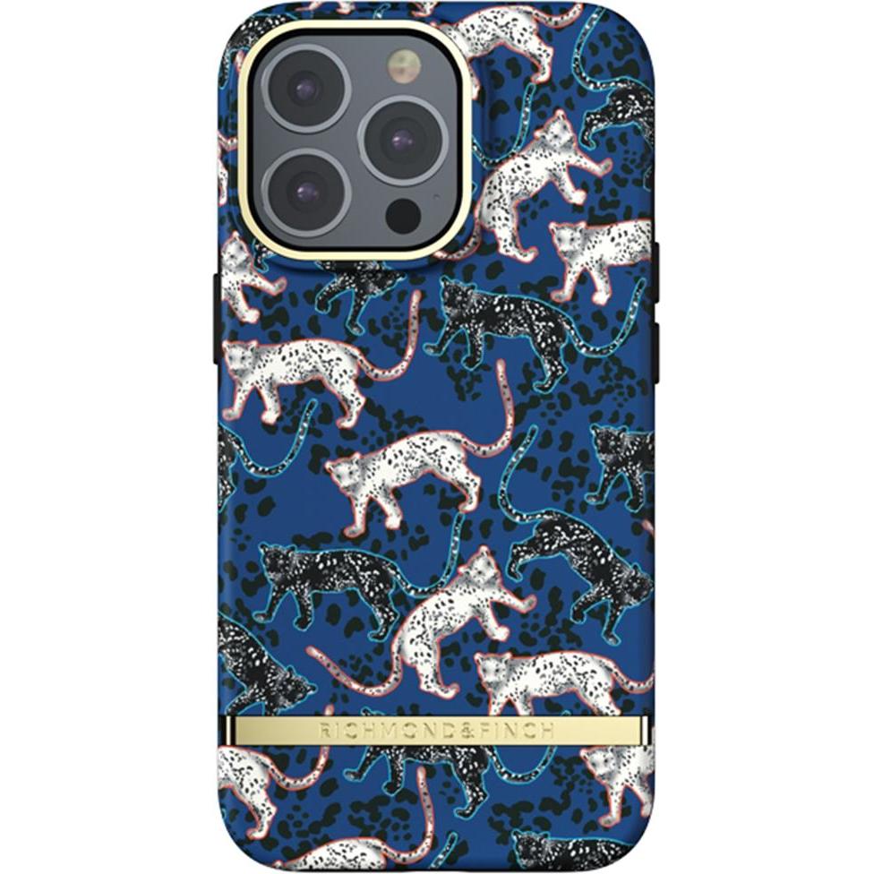 Richmond & Finch Blue Leopard (Apple iPhone 13 Pro), Smartphone Hülle, Blau