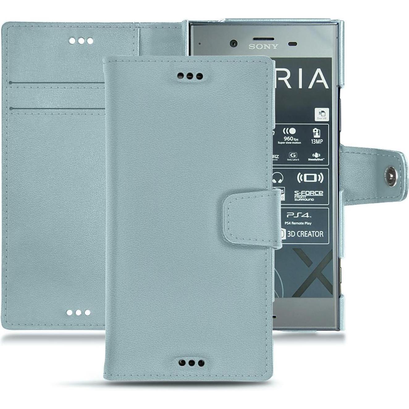Noreve Lederschutzhülle Wallet (Sony Xperia XZ1), Smartphone Hülle, Blau