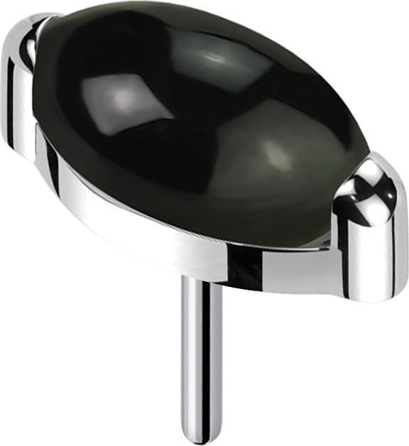 Produktbild Star Piercing Threadless silber Ovaler schwarzer Onyx Stein (ohne Messing, Mineralisch, Titan)