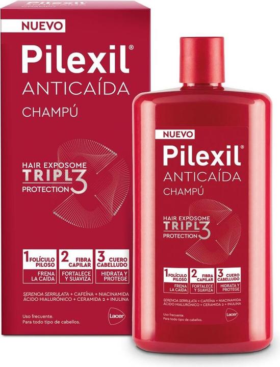 Produktbild Pilexil Shampoo gegen Haarausfall mit dreifachem Schutz 450 ml (Flüssiges Shampoo, 450 ml)