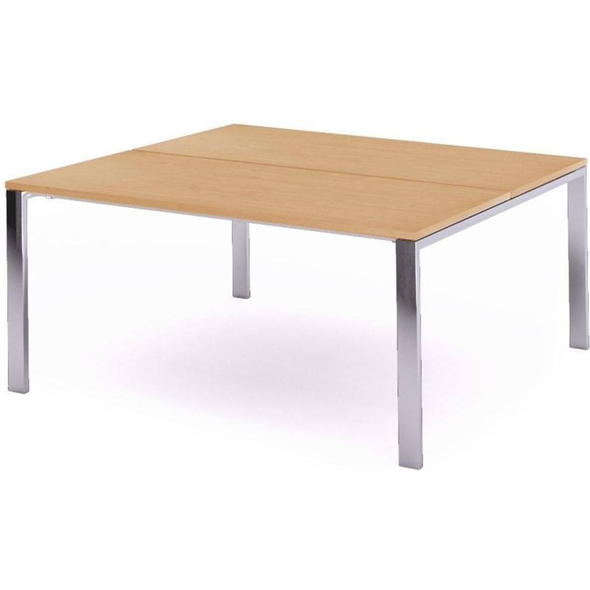 Rocada, Schreibtisch, Mehrfacharbeitstisch Total BxTxH 180x163x73cm Gestell verchromt Platte Melamin buche