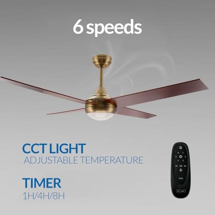 Produktbild M Mimotec Ceiling Fan with Dimmable LED Light, Remote Control, DC Motor, 6 Speeds, Timer, Energy Efficient