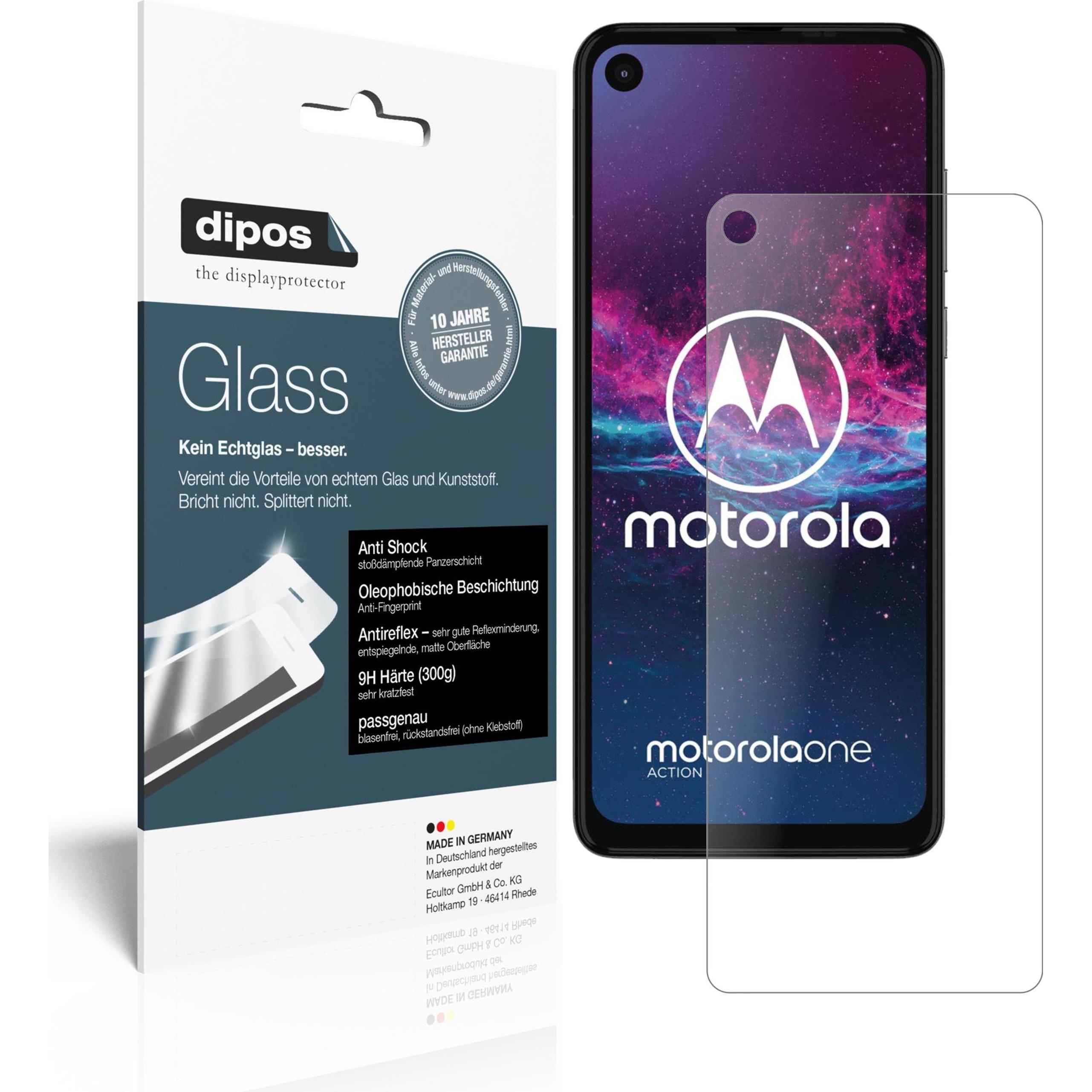 Dipos Displayschutz Anti-Shock (2 Stück, Motorola One Action), Smartphone Schutzfolie, Transparent