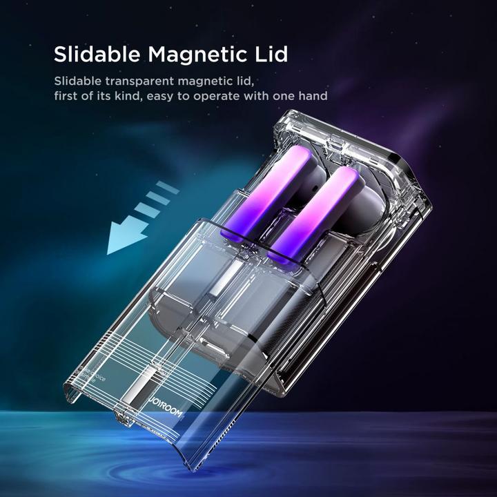 Actual product image Joyroom TWS JR-TC1 IceLens Series wireless headphones with LED lights - white (4 h, Wireless)