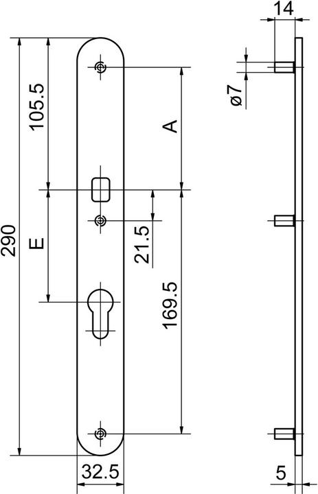 Productafbeelding Glutz Buitendeurplaten voor deurknoppen 52150K/52152K (Deurplaat set)