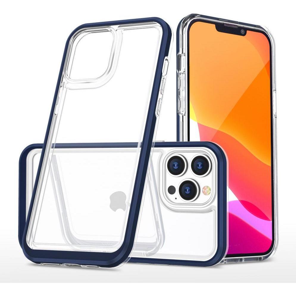 Hurtel Clear 3in1 case for iPhone 13 Pro blue frame gel cover (Apple iPhone 13 Pro), Smartphone Hülle, Blau