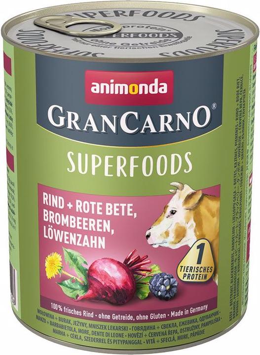 Immagine prodotto animonda GranCarno SUPERFOODS Manzo - Lattina 800g (Adulto, 1 pz., 800 g)