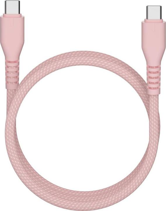 Actual product image Qualo nylon cable USB-C - USB-C 1.5m 3A pink QKN-CC-16 (1.50 m, 60 W)